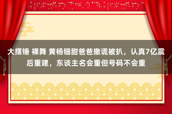 大摆锤 裸舞 黄杨钿甜爸爸撒谎被扒，认真7亿震后重建，东谈主名会重但号码不会重