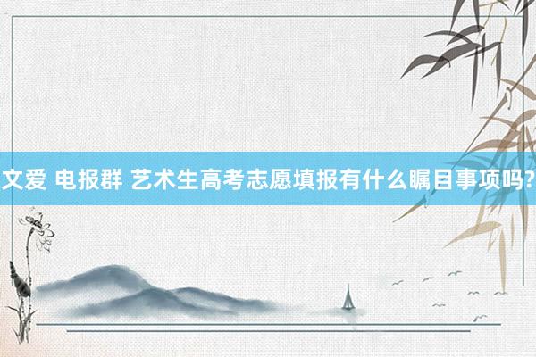 文爱 电报群 艺术生高考志愿填报有什么瞩目事项吗?