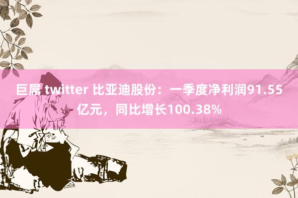 巨屌 twitter 比亚迪股份：一季度净利润91.55亿元，同比增长100.38%