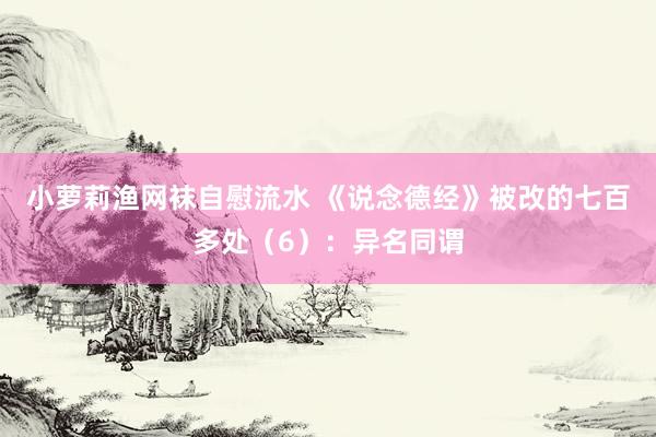小萝莉渔网袜自慰流水 《说念德经》被改的七百多处（6）：异名同谓
