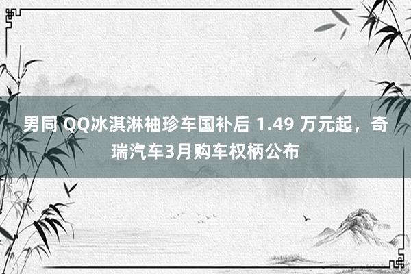 男同 QQ冰淇淋袖珍车国补后 1.49 万元起，奇瑞汽车3月购车权柄公布