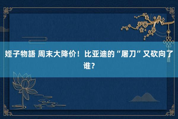 姪子物語 周末大降价！比亚迪的“屠刀”又砍向了谁？